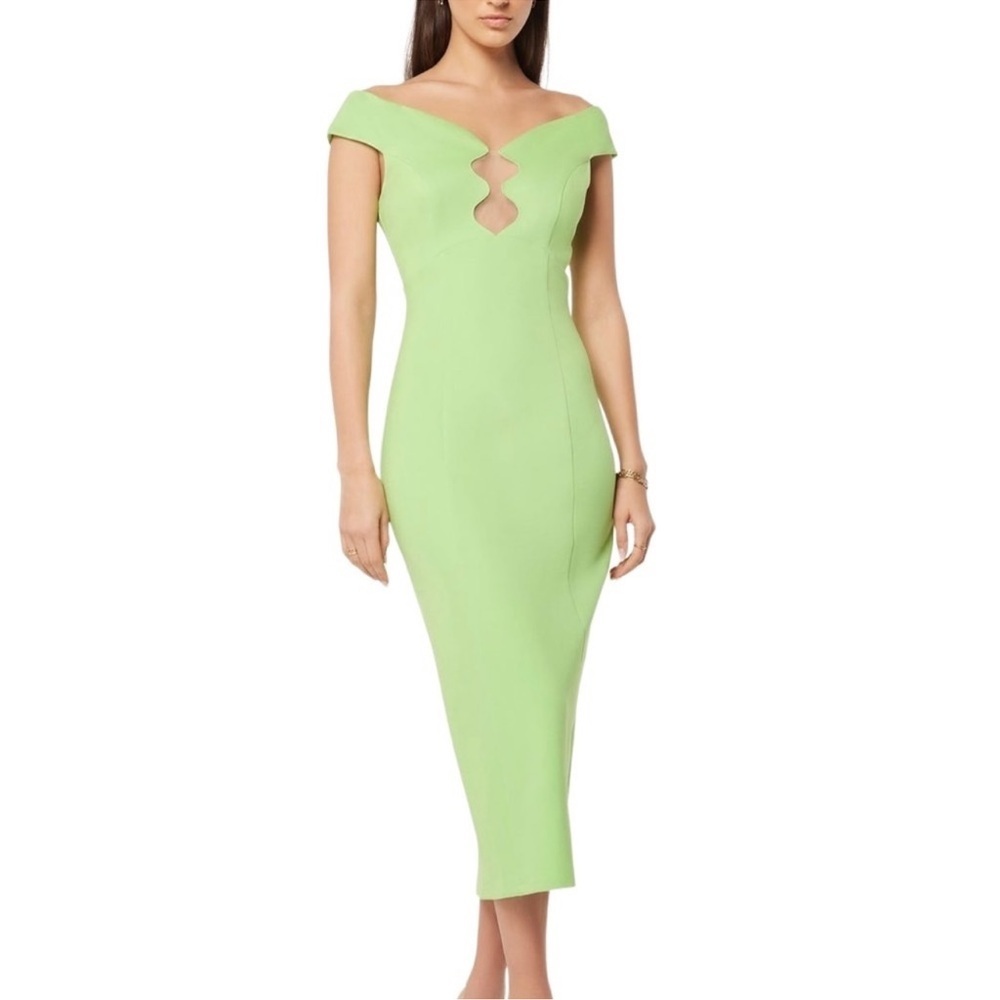NEW Elliatt Shannon Green Off the Shoulder Midi Dress